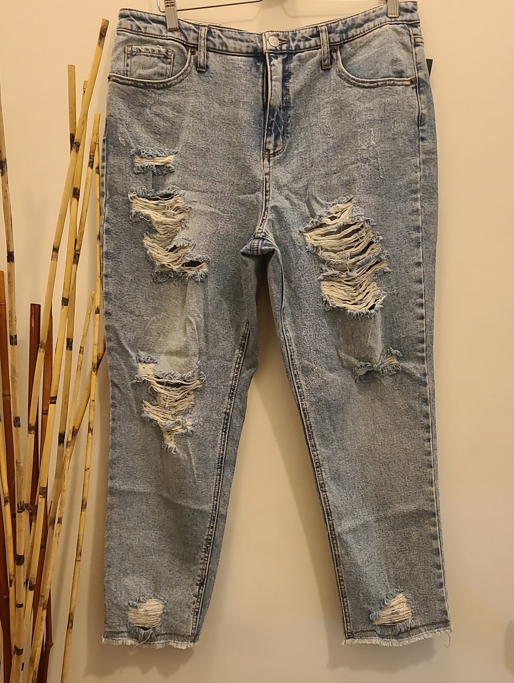 wild fable Light Blue Distressed Boyfriend Jeans